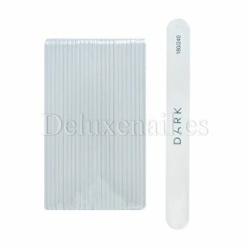 Kit de limas para uñas Dark, grano 180/240, 25 uds, forma recta, blanco