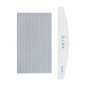 Kit de limas para uñas Dark, grano 180/240, 25 uds, forma media luna, blanco
