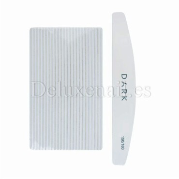 Kit de limas para uñas Dark, grano 150/180, 25 uds, forma media luna, blanco