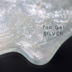 Top Silver DE LA RO, Top sin pegajosidad transparente con micro brillo plateado, 15 ml
