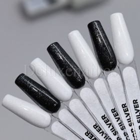 Top Silver DE LA RO, Top sin pegajosidad transparente con micro brillo plateado, 15 ml