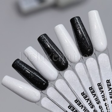 Top Silver DE LA RO, Top sin pegajosidad transparente con micro brillo plateado, 15 ml