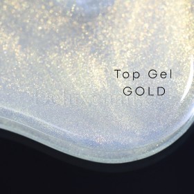 Top Gold DE LA RO, Top sin pegajosidad transparente con micro brillo dorado, 15 ml