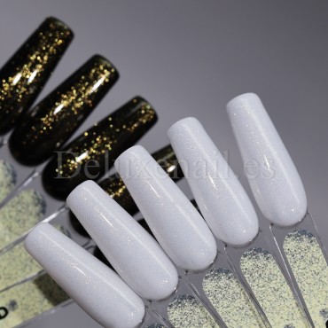 Top Gold DE LA RO, Top sin pegajosidad transparente con micro brillo dorado, 15 ml