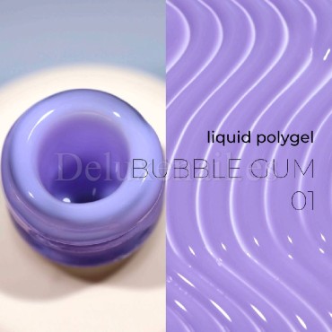 Liquid Polygel Bubble Gum 01 DE LA RO, polygel líquido de color lila pastel, 15 ml