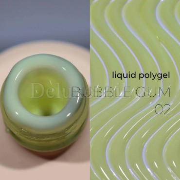 Liquid Polygel Bubble Gum 02 DE LA RO, polygel líquido de color amarillo pastel, 15 ml