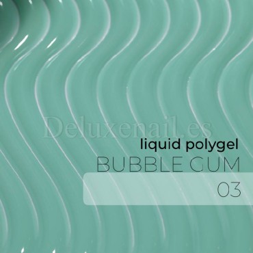 Liquid Polygel Bubble Gum 03 DE LA RO, polygel líquido de color verde menta, 15 ml