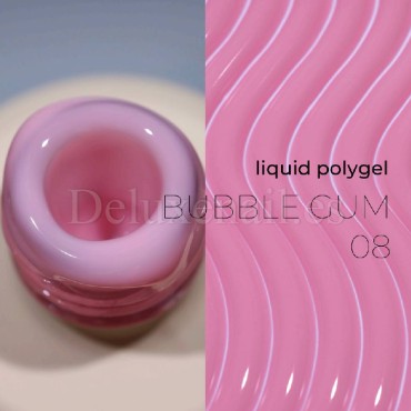 Liquid Polygel Bubble Gum 08 DE LA RO, polygel líquido de color rosa bebé cálido, 15 ml