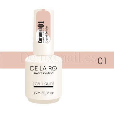 Liquid Polygel Caramel 01 DE LA RO, polygel líquido nude, 15 ml