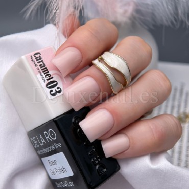 Liquid Polygel Caramel 03 DE LA RO, polygel líquido beige rosado, 15 ml
