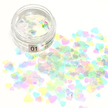 Decoración MIX Corazones 01, Blanco multicolor (diferentes tamaños)