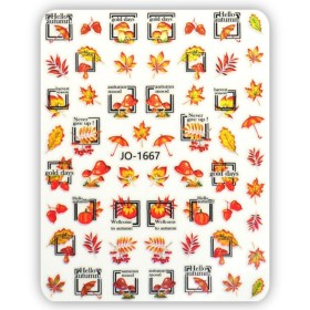 Pegatina adhesiva JO-1667, Hojas otoño, multicolor