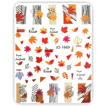 Pegatina adhesiva JO-1669, Hojas otoño, multicolor