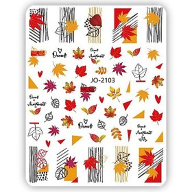 Pegatina adhesiva JO-2103, Hojas otoño, multicolor