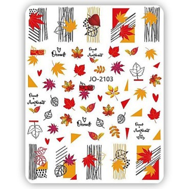 Pegatina adhesiva JO-2103, Hojas otoño, multicolor