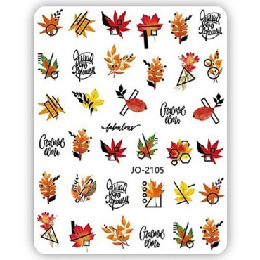 Pegatina adhesiva JO-2105, Hojas otoño, multicolor