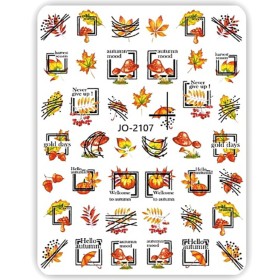 Pegatina adhesiva JO-2107, Hojas otoño, multicolor