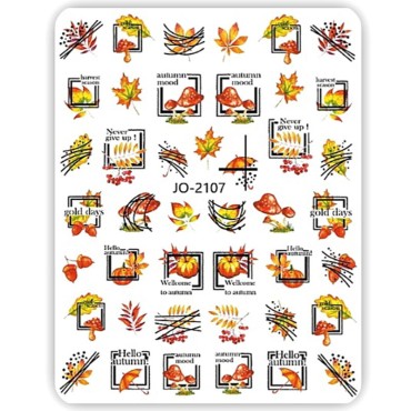 Pegatina adhesiva JO-2107, Hojas otoño, multicolor