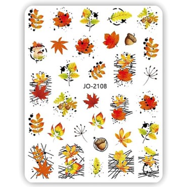 Pegatina adhesiva JO-2108, Hojas otoño, multicolor