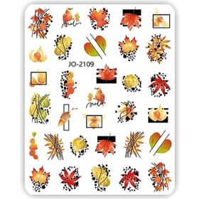 Pegatina adhesiva JO-2109, Hojas otoño, multicolor