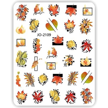 Pegatina adhesiva JO-2109, Hojas otoño, multicolor