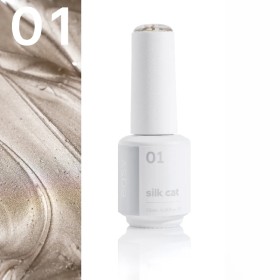 Esmalte permanente Silk Cat 01 Easy, Oro Blanco, 7,5 ml
