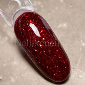 Gel Polish 111 DARK, esmalte semipermanente granate con purpurina roja, 6 ml