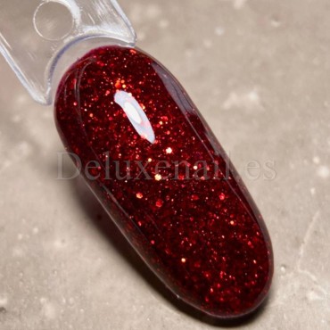 Gel Polish 111 DARK, esmalte semipermanente granate con purpurina roja, 6 ml