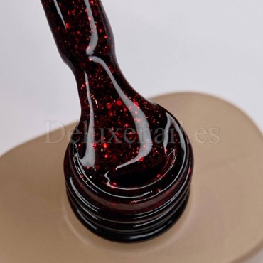Gel Polish 112 DARK, esmalte semipermanente granate oscuro con purpurina roja, 6 ml