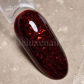 Gel Polish 112 DARK, esmalte semipermanente granate oscuro con purpurina roja, 6 ml