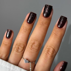 Gel Polish 163 DARK, esmalte semipermanente marrón rojizo oscuro con microbrillo, 6 ml