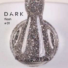 Gel Polish Flash 01 DARK, esmalte reflectante plata, 10 ml