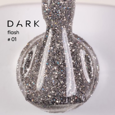 Gel Polish Flash 01 DARK, esmalte reflectante plata, 10 ml