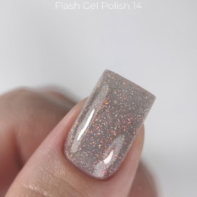 Gel Polish Flash 14 DARK, esmalte reflectante plata, 10 ml