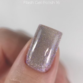 Gel Polish Flash 16 DARK, esmalte reflectante plata, 10 ml