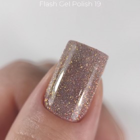 Gel Polish Flash 19 DARK, esmalte reflectante beige rosado, 10 ml