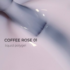 Liquid Polygel Coffee Rose 01 DE LA RO, polygel líquido de color blanco lechoso, 15 ml