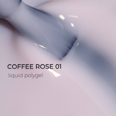 Liquid Polygel Coffee Rose 01 DE LA RO, polygel líquido de color blanco lechoso, 15 ml