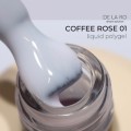 Liquid Polygel Coffee Rose 01 DE LA RO, polygel líquido de color blanco lechoso, 15 ml