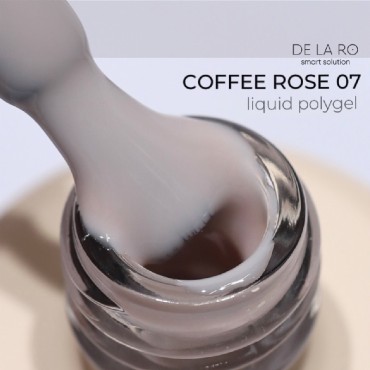 Liquid Polygel Coffee Rose 07 DE LA RO, polygel líquido de color beige nude, 15 ml