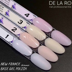 Base New France Shimmer 03 DE LA RO, base camuflaje, arena con micro brillo, 15 ml