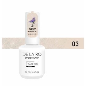Base New France Shimmer 03 DE LA RO, base camuflaje, arena con micro brillo, 15 ml