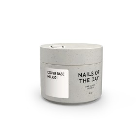 Cover Base Milk 01 NAILSOFTHEDAY, base camuflaje, blanco lechoso, 30 ml