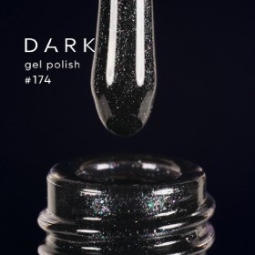 Gel Polish 174 DARK, esmalte semipermanente gris muy oscuro con microbrillo, 6 ml