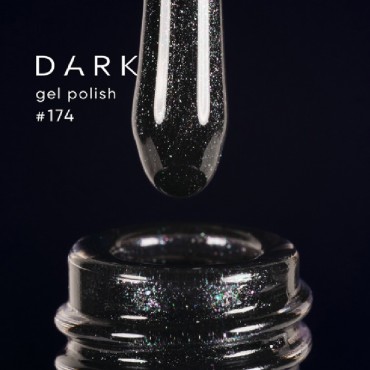 Gel Polish 174 DARK, esmalte semipermanente gris muy oscuro con microbrillo, 6 ml