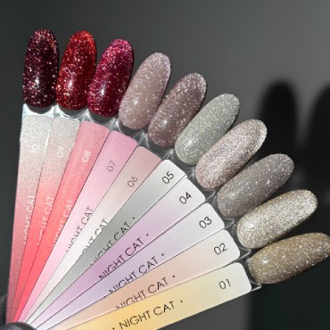 Gel Polish Night Cat 05 DARK, esmalte reflectante plata, 10 ml