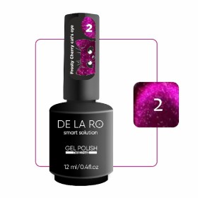 Frosty Cherry Cat´s eye 02 DE LA RO, esmalte permanente ojo de gato frambuesa oscura, 12 ml