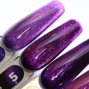Frosty Cherry Cat´s eye 05 DE LA RO, esmalte permanente ojo de gato púrpura intenso, 12 ml