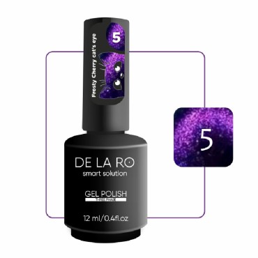 Frosty Cherry Cat´s eye 05 DE LA RO, esmalte permanente ojo de gato púrpura intenso, 12 ml