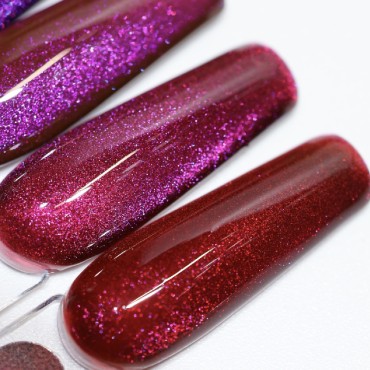 Frosty Cherry Cat´s eye 06 DE LA RO, esmalte permanente ojo de gato morado frio, 12 ml